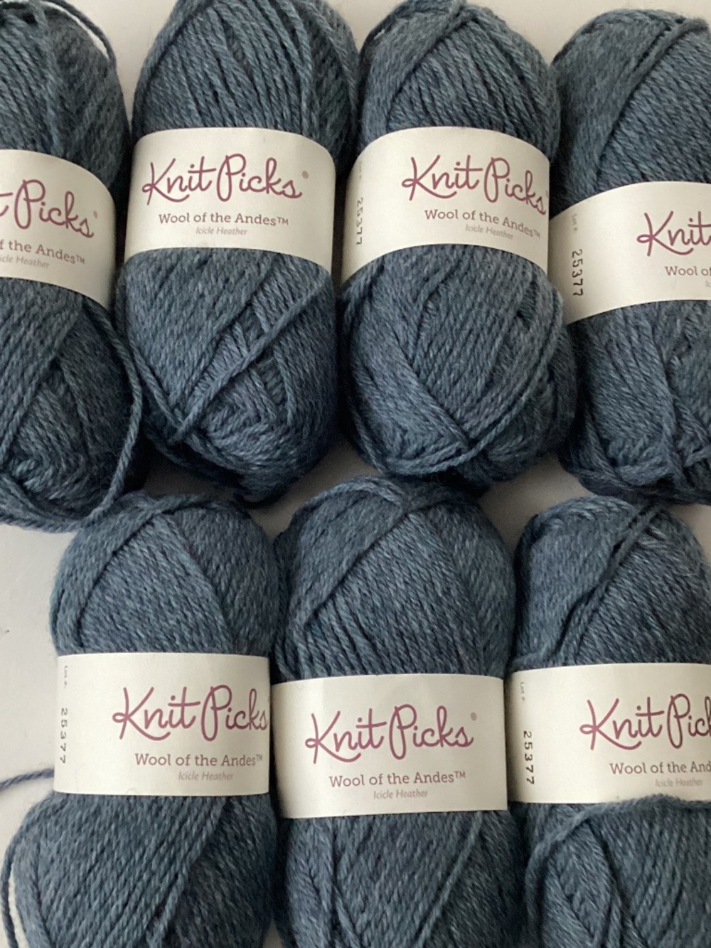 Knit Pick Wool of the Andes Worsted Yarn 7 Skeins Lot (50g 110yd per skein)